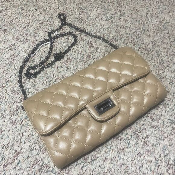 Sergio Feretti Beige Leather Quilted Crossbody Bag Womens - Picture 1 of 7